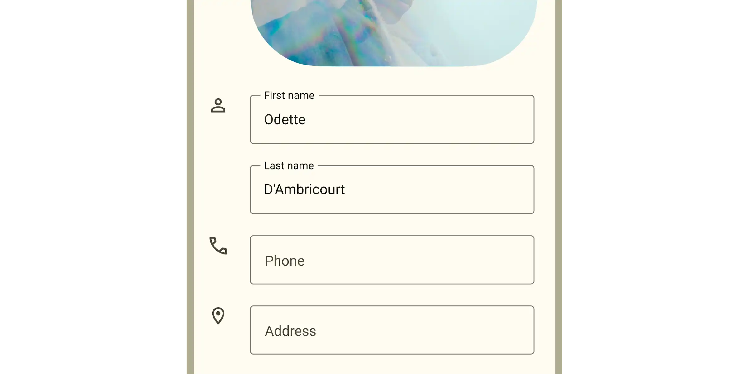 Text fields Several text fields in a form