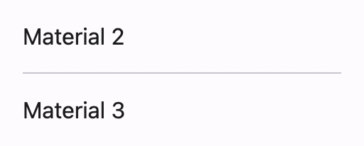 Inset divider example A list of design system names separated by an inset divider